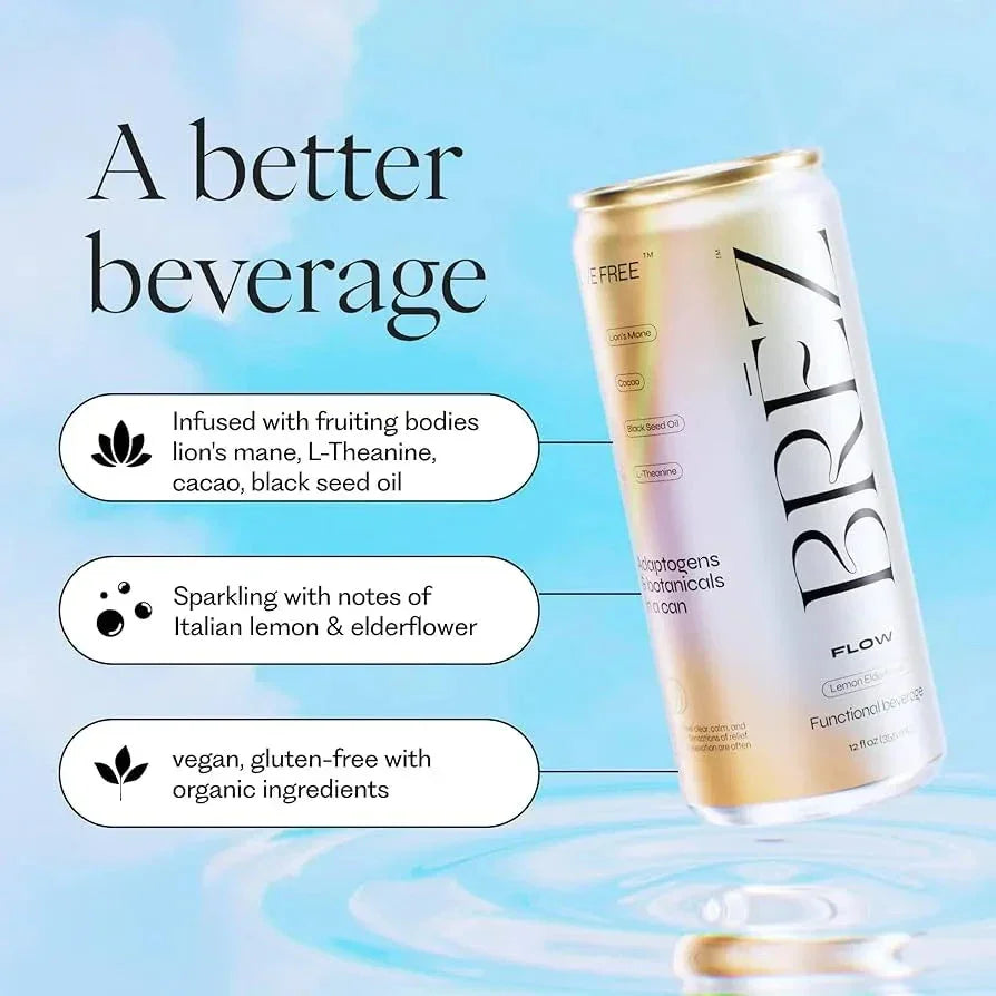 Brez Flow Lions Mane Mushroom Beverage Brez Beverages Coastal Hemp Co