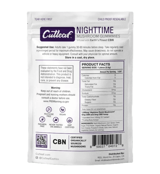 cutleaf - Nighttime 1000MG Mushroom Gummies - Shop Coastal Hemp Co