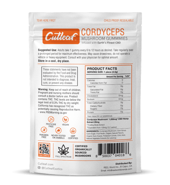 Cutleaf Cordyceps Mango Mushroom CBD Gummies