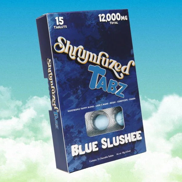 Blue Slushee Shrymfuzed Tabz mushroom gummies with 12,000mg nootropic blend, 15 chewable tablets