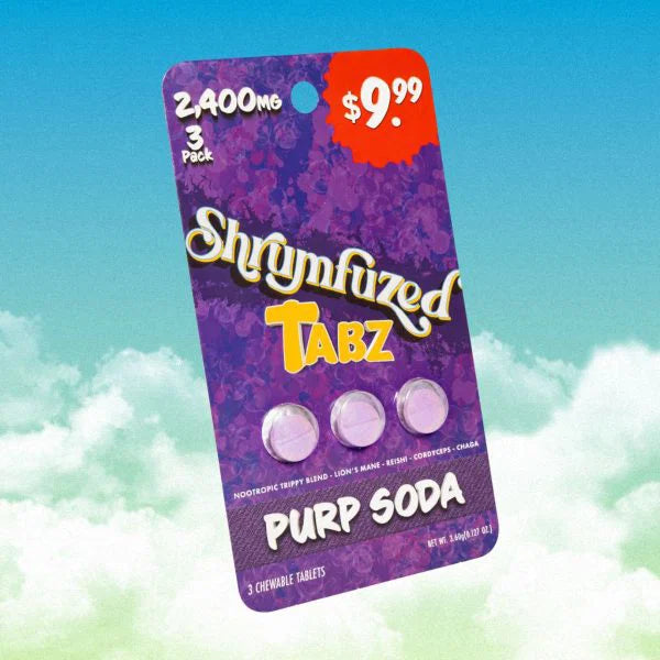 Shrymfuzed Tabz Purp Soda – 3 chewable nootropic tablets, 2,400mg blend, $9.99 pack