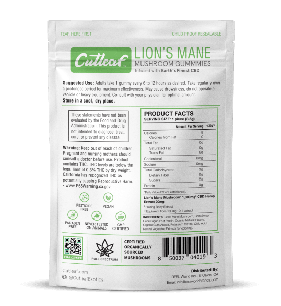 Cutleaf Lion's Mane Mushroom CBD Gummies