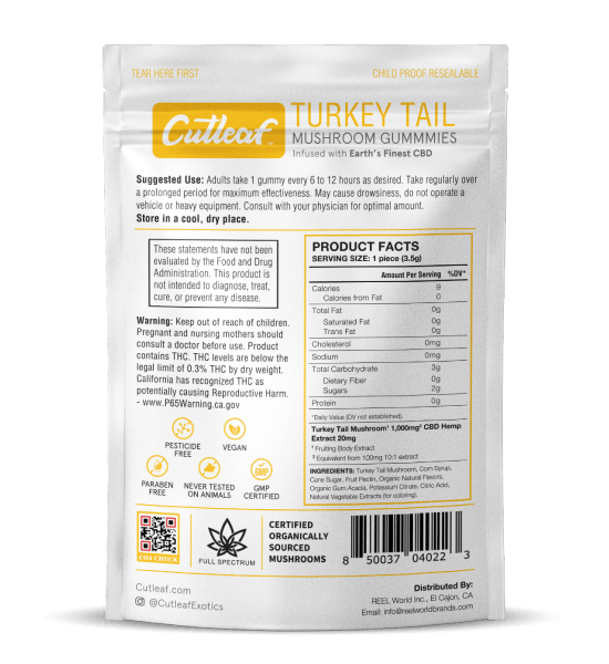 Cutleaf Turkey Tail Pineapple Mushroom CBD Gummies