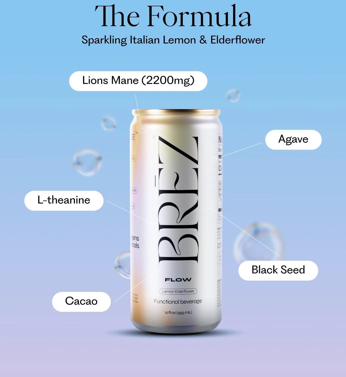 Brez Flow Lions Mane Mushroom Beverage Brez Beverages Coastal Hemp Co