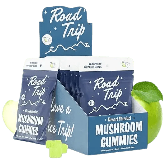 road trip desert stardust mushroom gummies box
